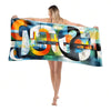 1pc Teal And Blue Line Art Theme Microfiber Beach Towel Quick Dry Towel For Beach, Picnic, Blanket Or Bath Towel For Pool Bathroom Travel Cruise Ship Essentials Beach Towel 75*150cm/80*160cm/90*180cm